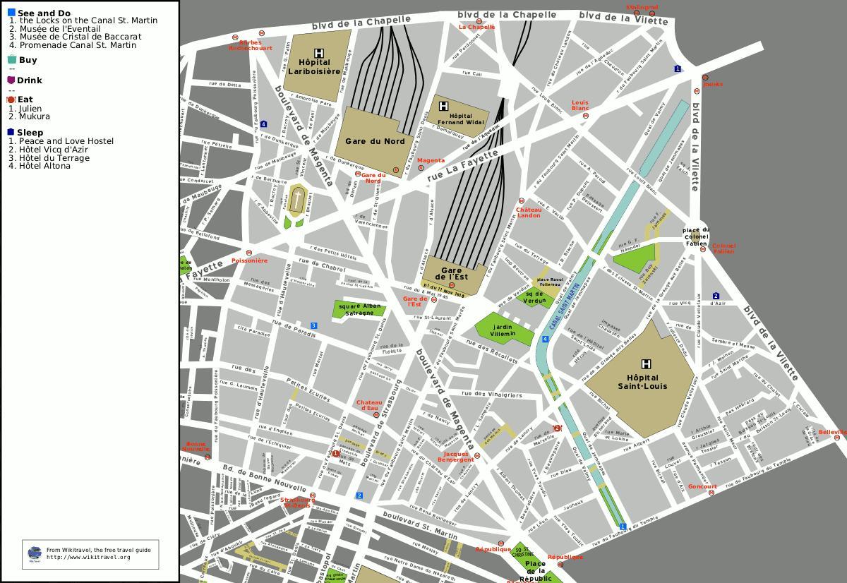 Kaart 10th arrondissement Pariisi