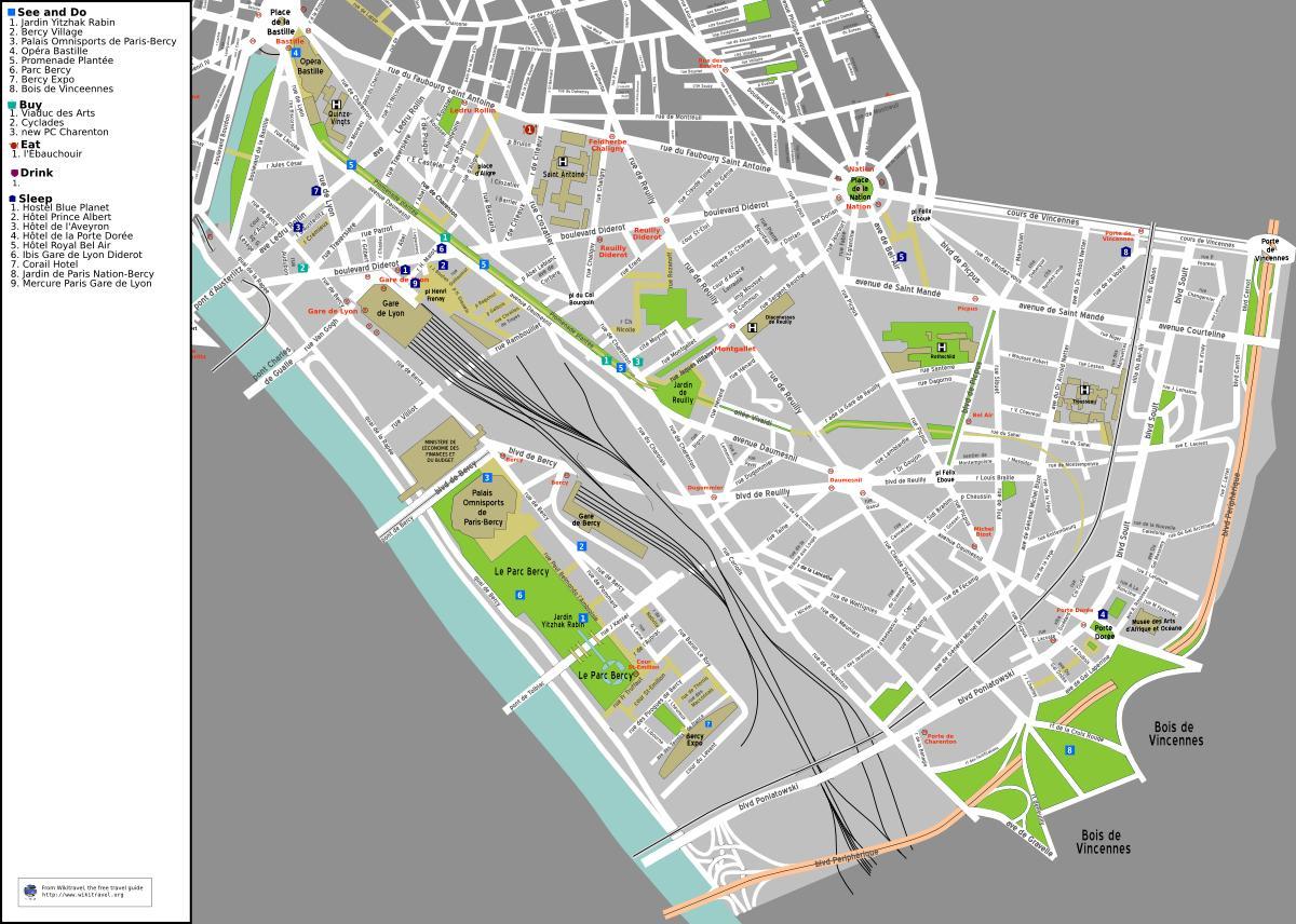 Kaart 12. arrondissement Pariisi