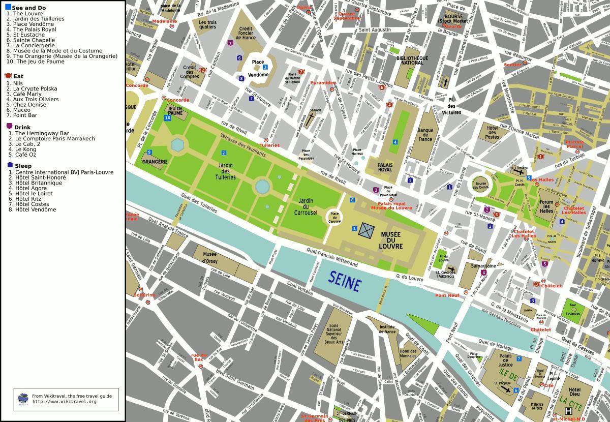 Kaart 1st arrondissement Pariisi