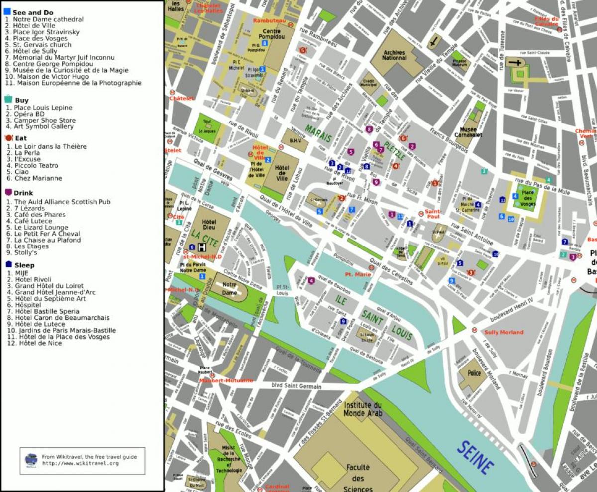 Kaart 4th arrondissement Pariisi