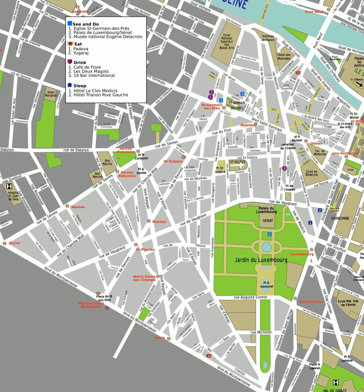 Kaart 6th arrondissement Pariisi
