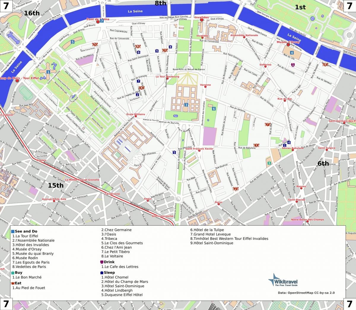 Kaart 7th arrondissement Pariisi