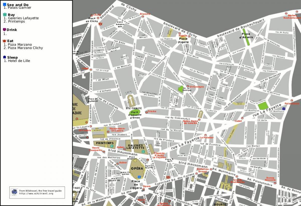 Kaart 9. arrondissement Pariisi