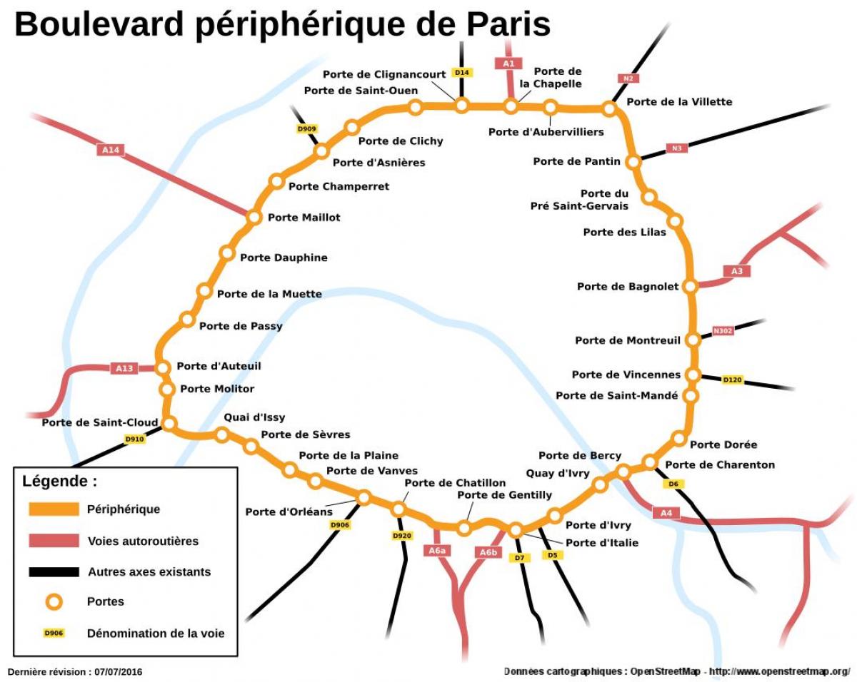 Kaart Boulevard Périphérique