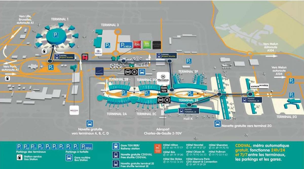 Kaart CDG lennujaama