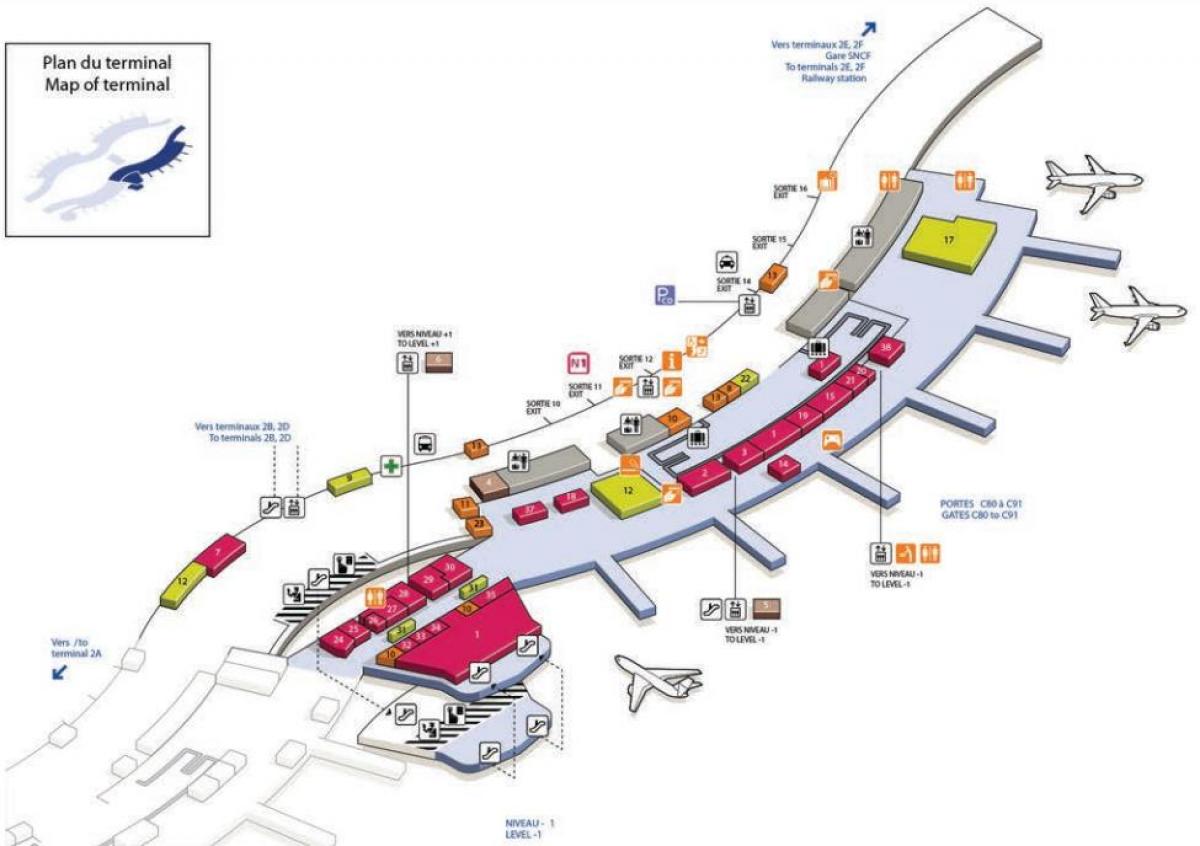 Kaart CDG lennujaama terminali 2C