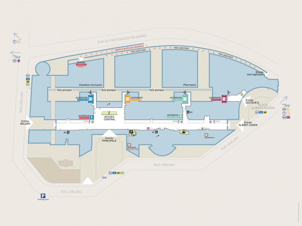 Kaart Georges-Pompidou haigla