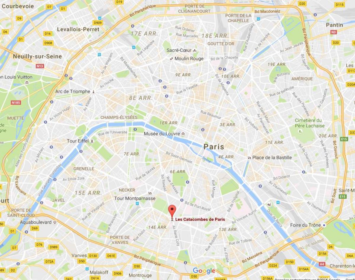 Kaart Pariisi Katakombid