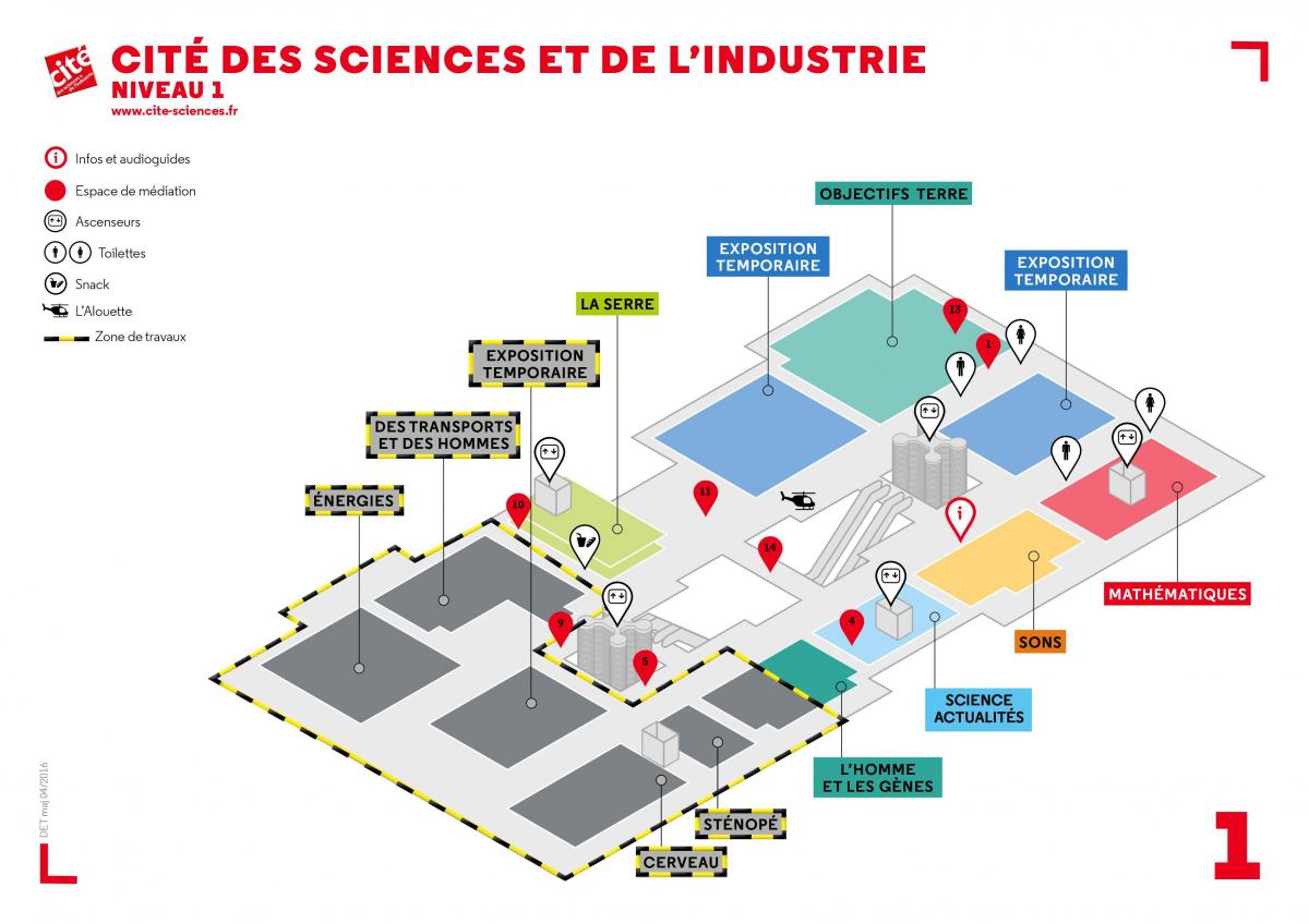 Kaart Cité des Sciences et de l ' Industrie Tase 1