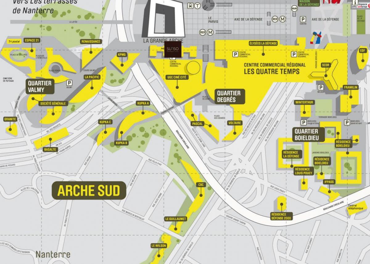 Kaart La Défense Lõuna-Arche
