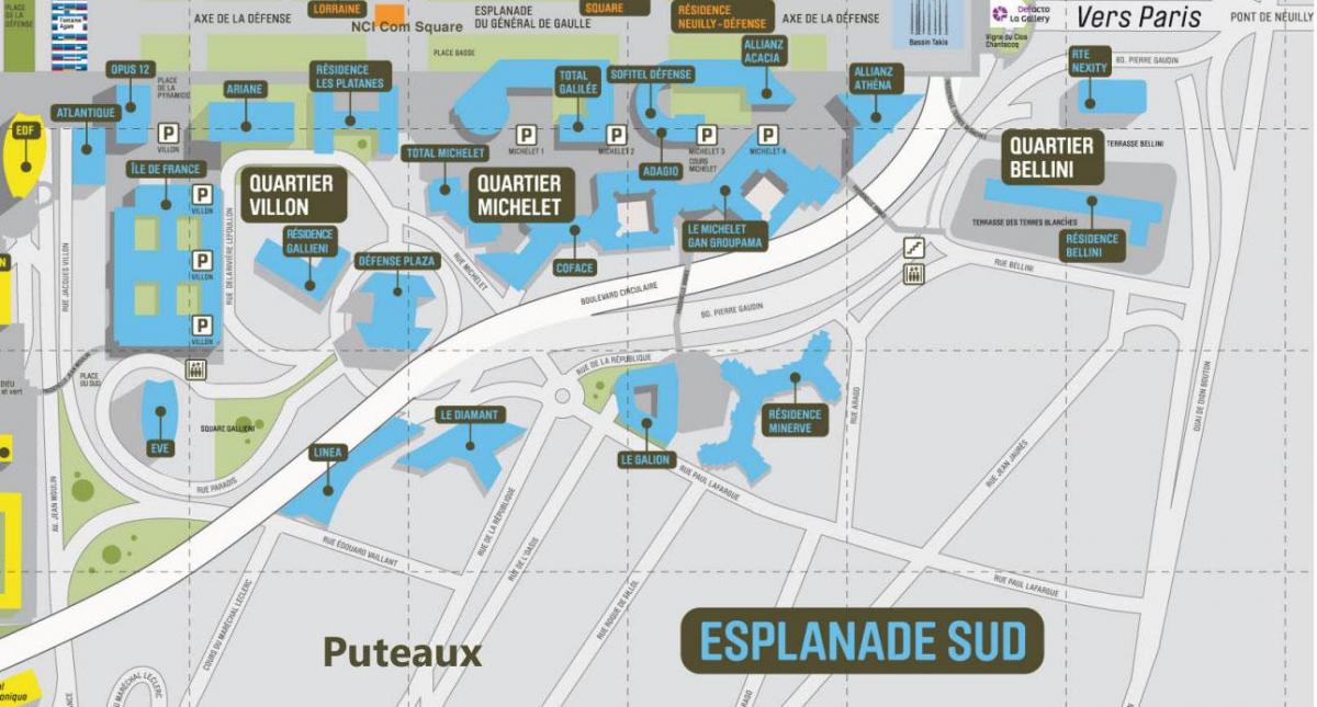Kaart La Défense Lõuna-Esplanaadi