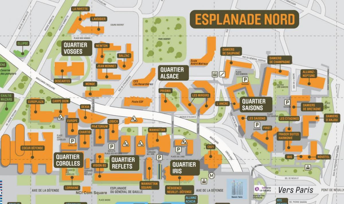 Kaart La Défense Põhja-Esplanaadi
