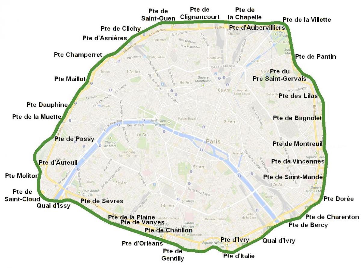 Kaart linnaväravad Pariisi