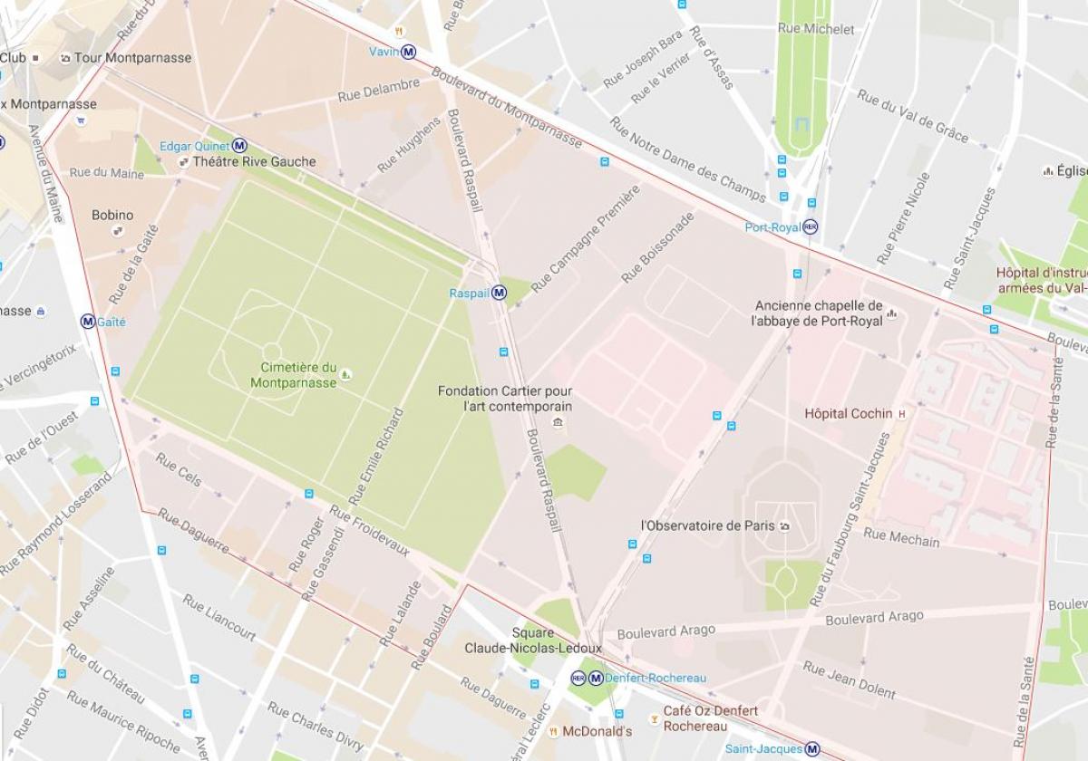 Kaart Linnaosa Montparnasse