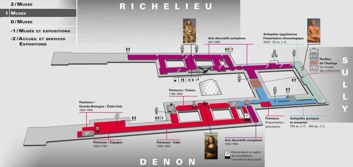 Kaart Louvre ' i Muuseum Tase 1