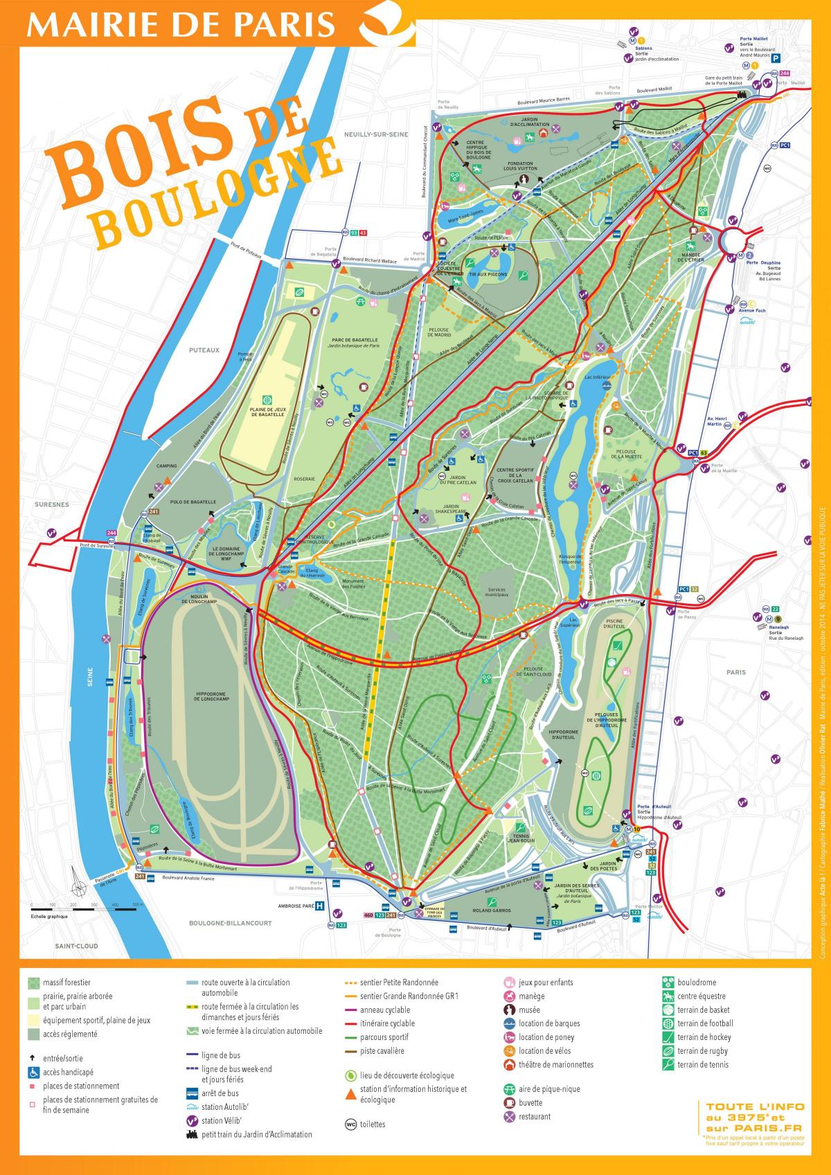 Kaart Bois de Boulogne