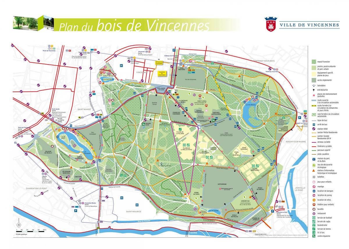 Kaart Bois de Vincennes