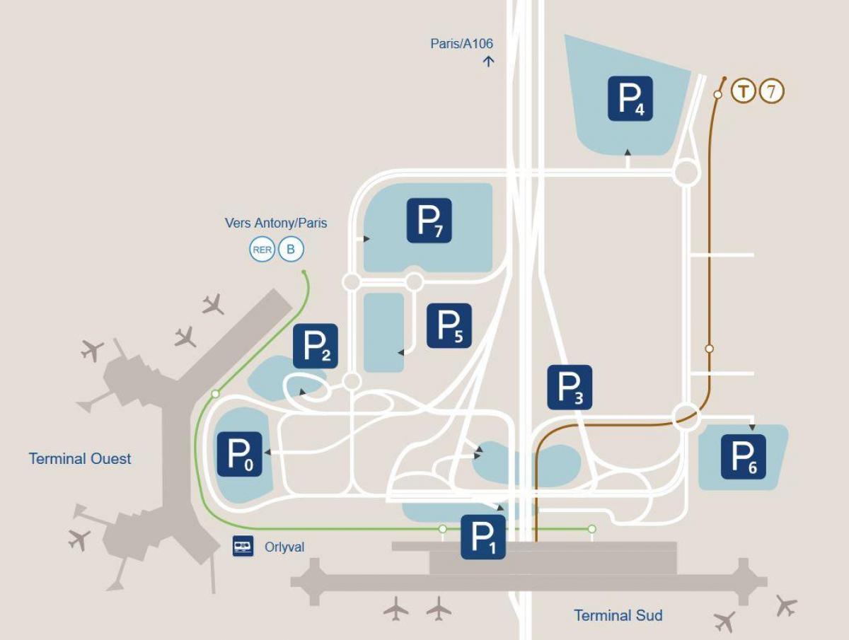 Kaart Orly lennujaam parkimine