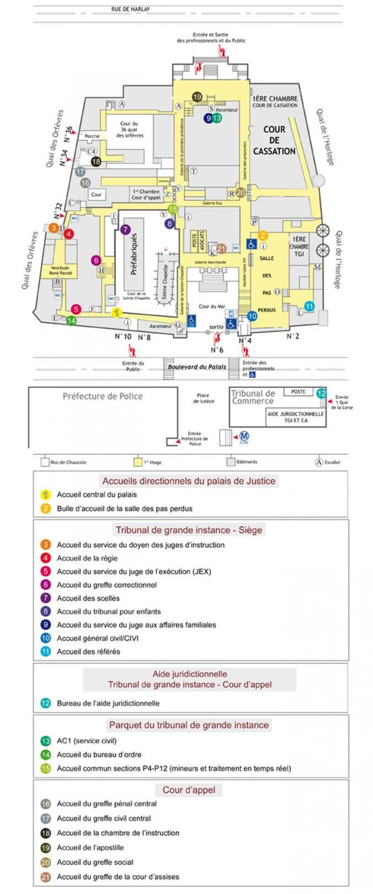 Kaart Palais de Justice, Pariis