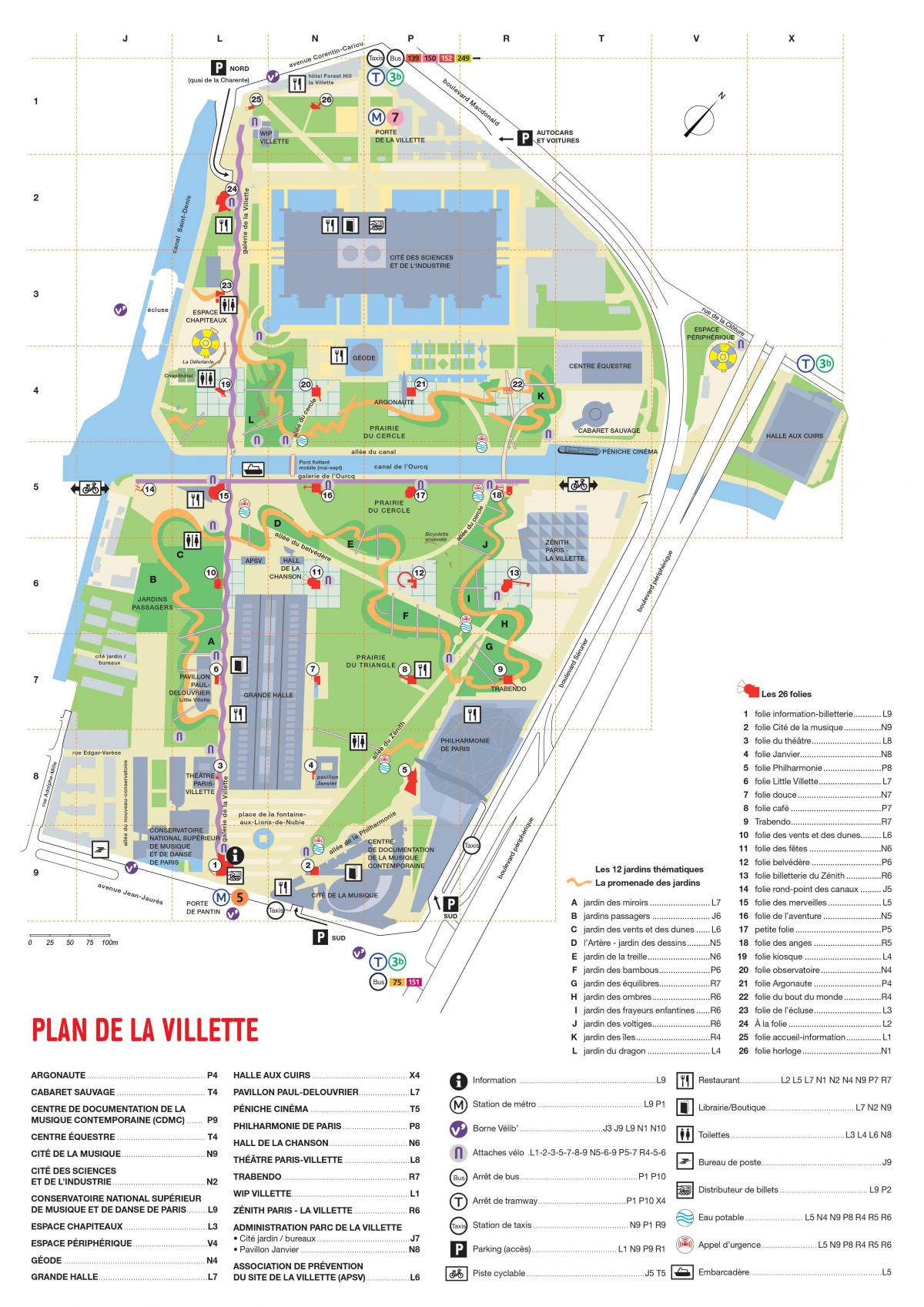 Kaart Parc de la Villette