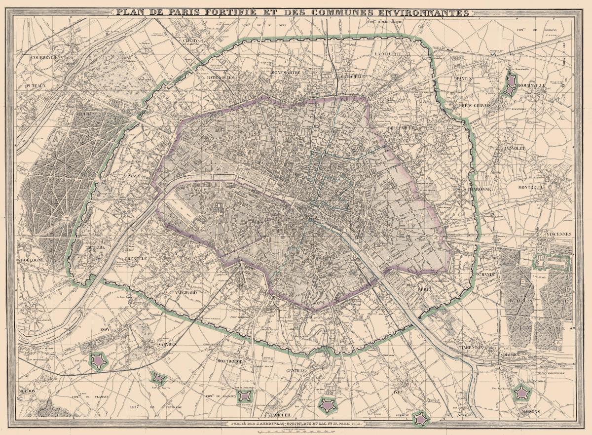 Kaart Pariisi 1850