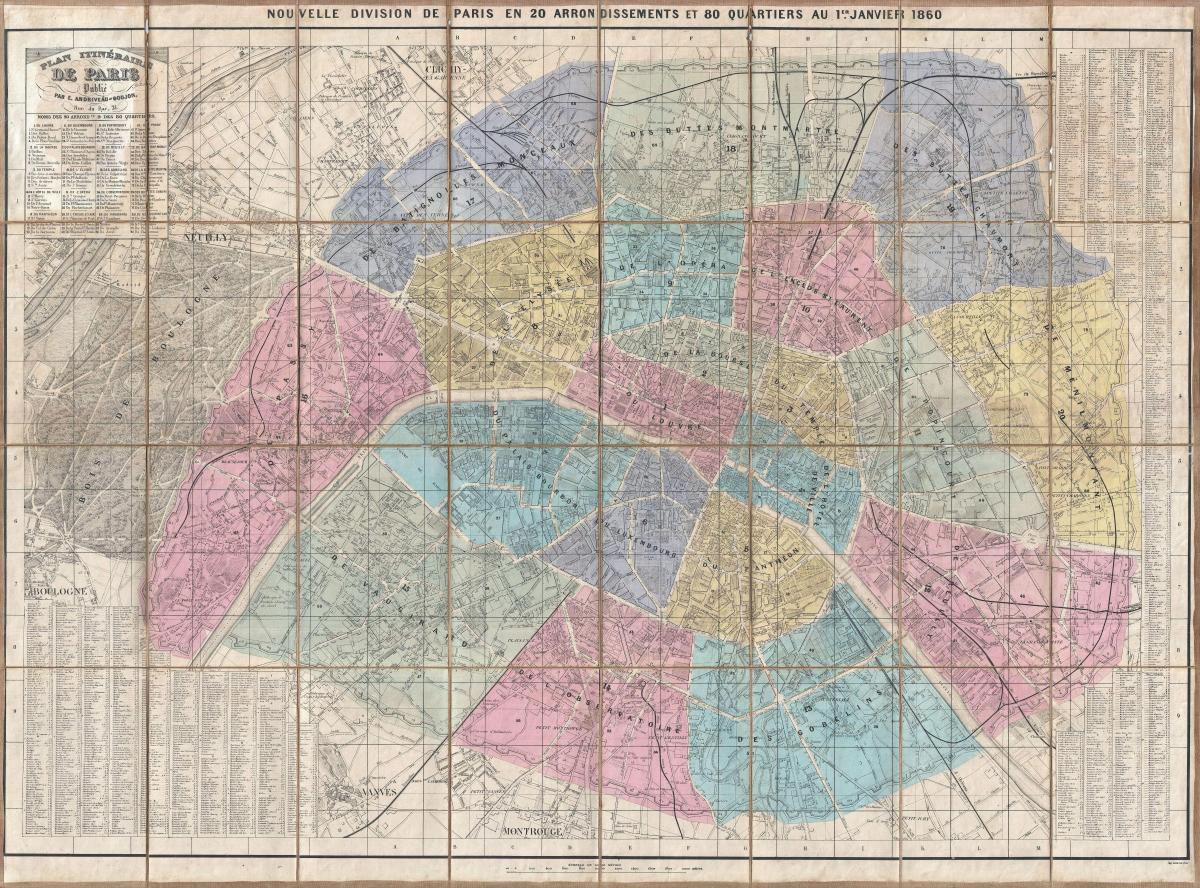 Kaart Pariisi 1860
