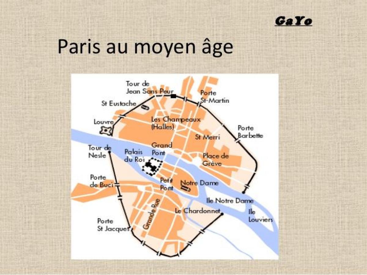 Kaart Pariisi keskajal
