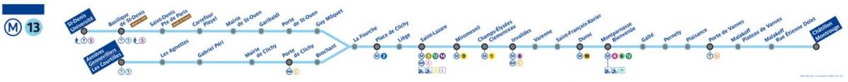 Kaart Pariisi metroo liin nr 13