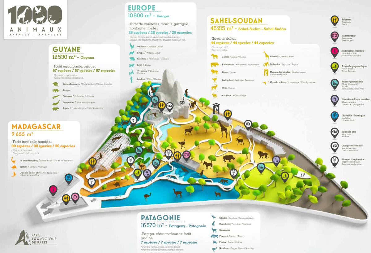 Kaart Pariisi Zooloogia Park