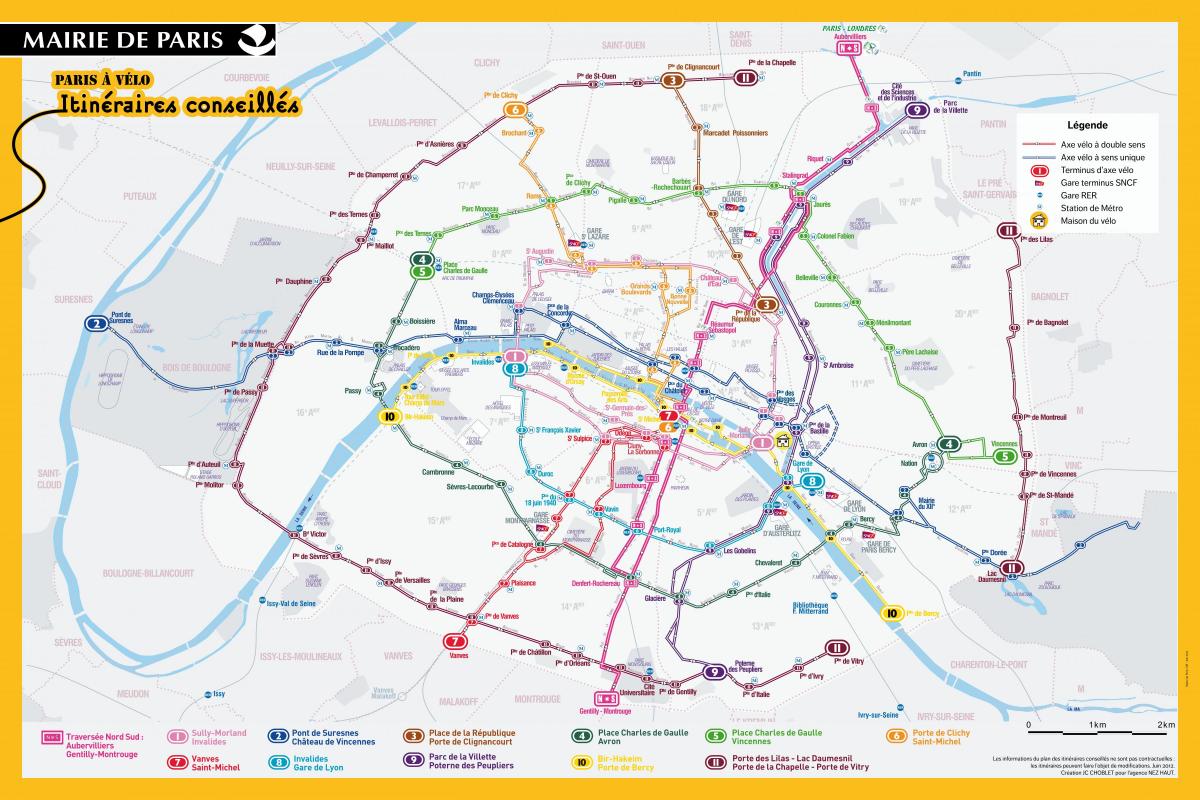 Kaart Pariisi bike ride