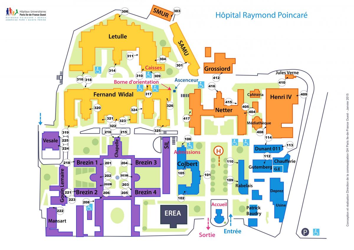 Kaart Raymond-Poincaré haigla