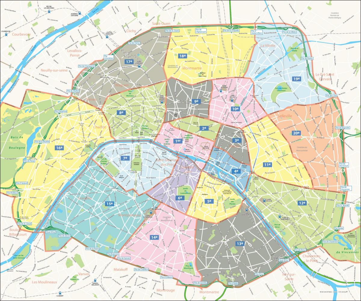 Kaart ringkondades Pariisi