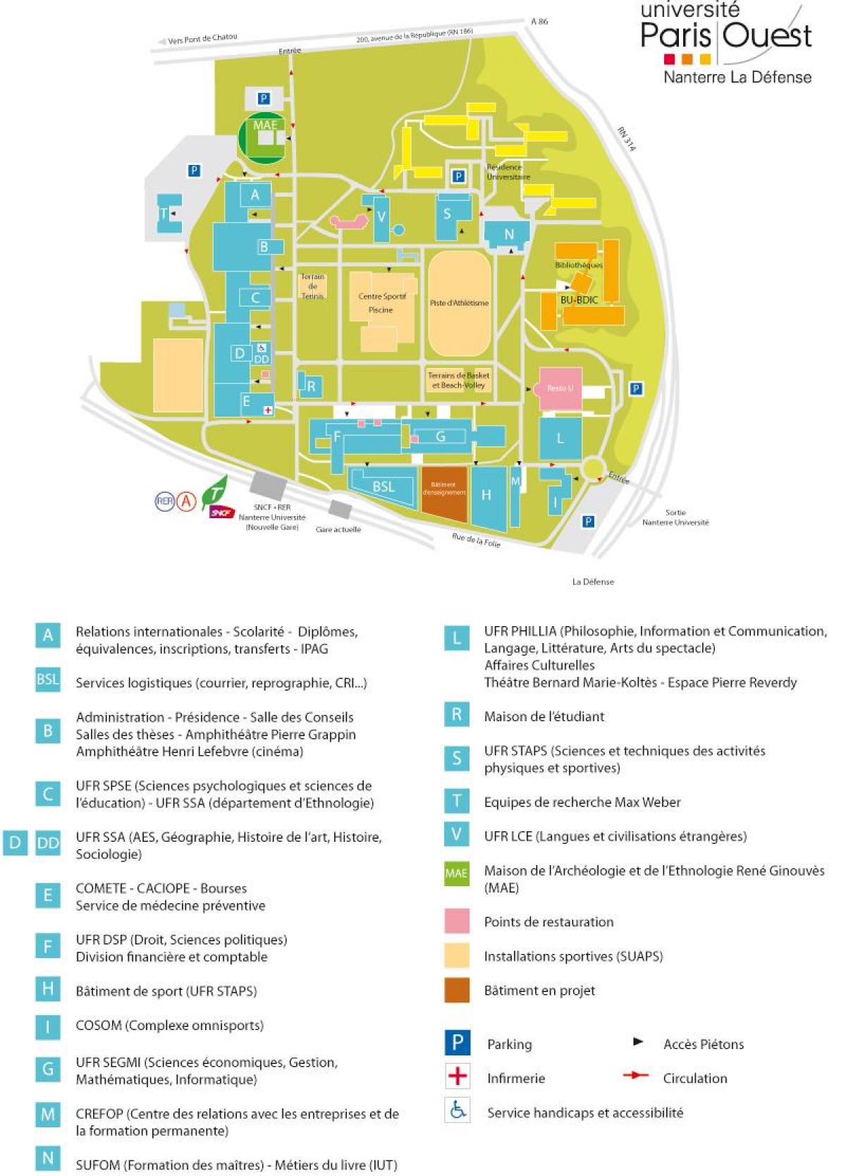 Kaart Ülikooli Nanterre