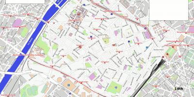 Kaart 15. arrondissement Pariisi
