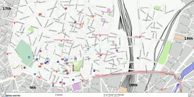 Kaart 18. arrondissement Pariisi