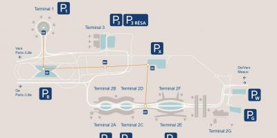 Kaart CDG lennujaama parkimine