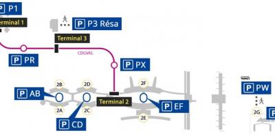 Kaart Roissy lennujaamas parkimine