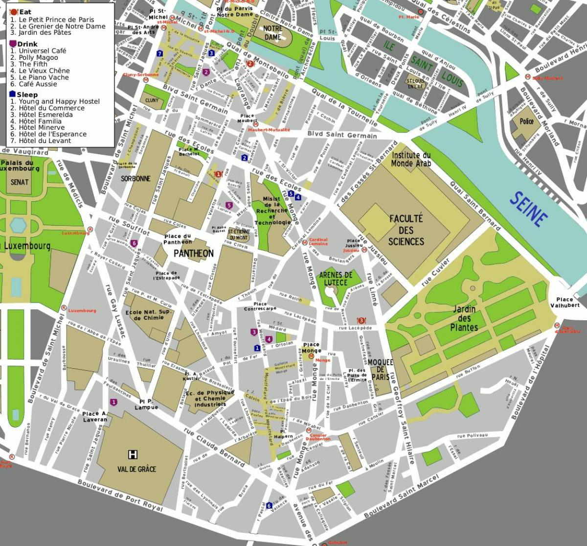 Kaart 5th arrondissement Pariisi