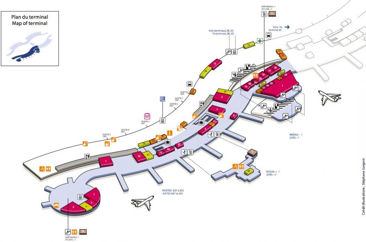 Kaart CDG lennujaama terminali 2A